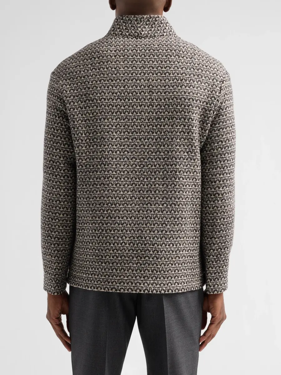 Emporio Armani Men's Geo Tweed-Effect Wool Cardigan Jacket | Thumbnail 3