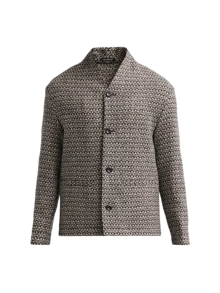 Emporio Armani Men's Geo Tweed-Effect Wool Cardigan Jacket