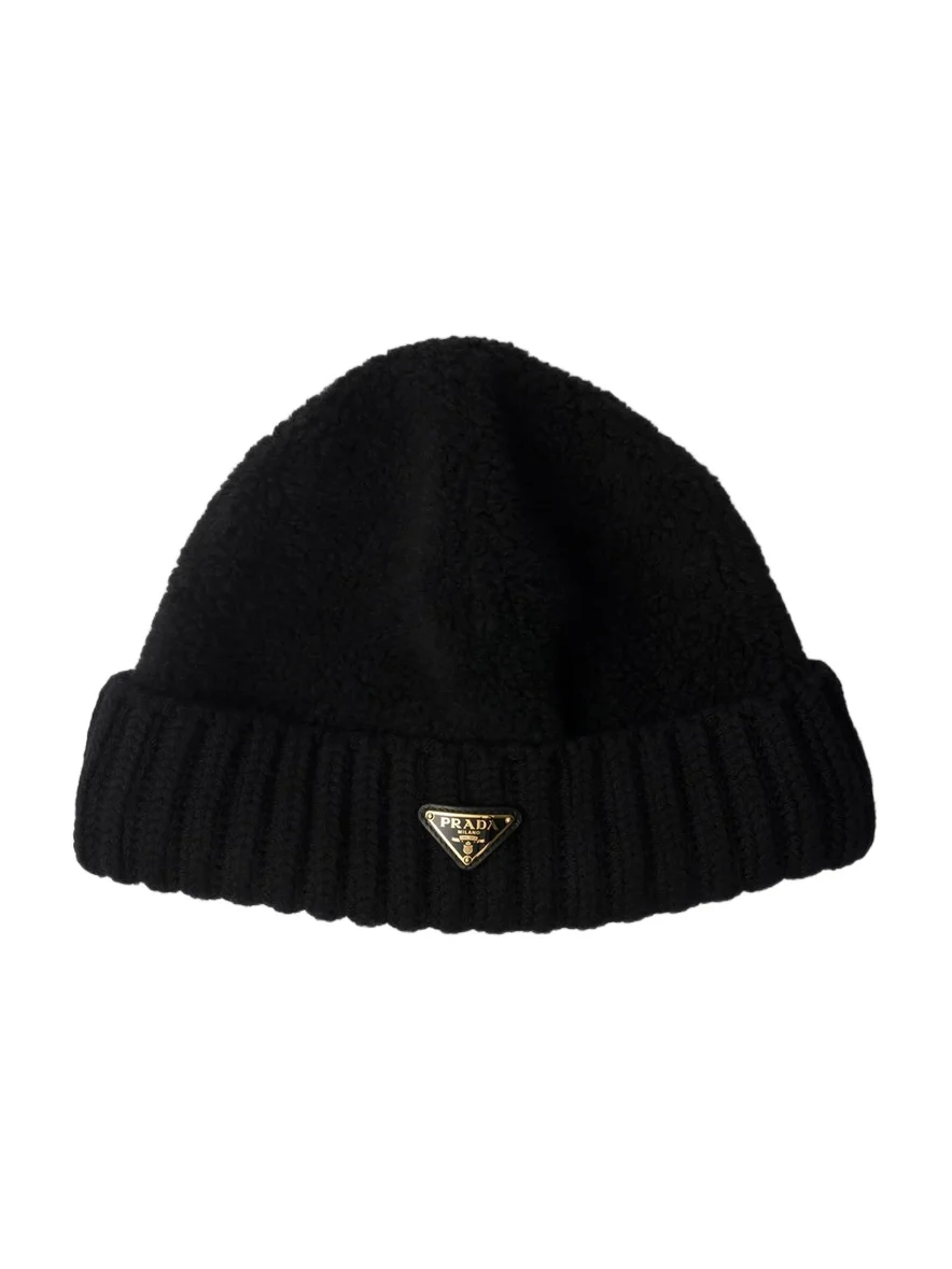 Prada Women's Fleece and Wool Beanie - Black