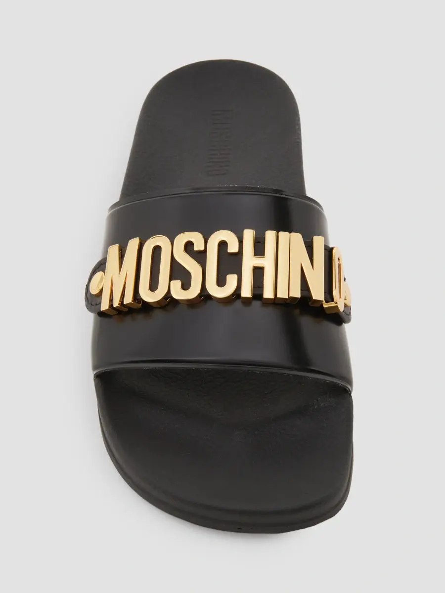 MOSCHINO Men's Logo Pool Slides | Thumbnail 4 MOSCHINO Men's Logo Pool Slides | Thumbnail 4