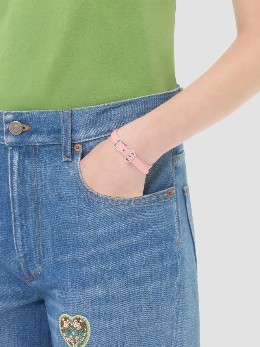 Valentino Women's Ovalette Bracelet in Leather and Swarovski Crystals | Thumbnail 2