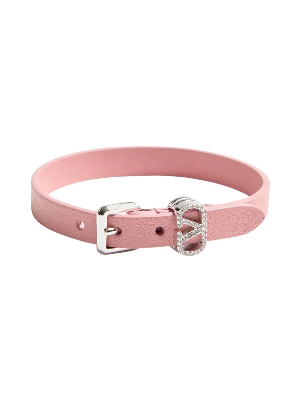 Valentino Women's Ovalette Bracelet in Leather and Swarovski Crystals - Pink Crystal