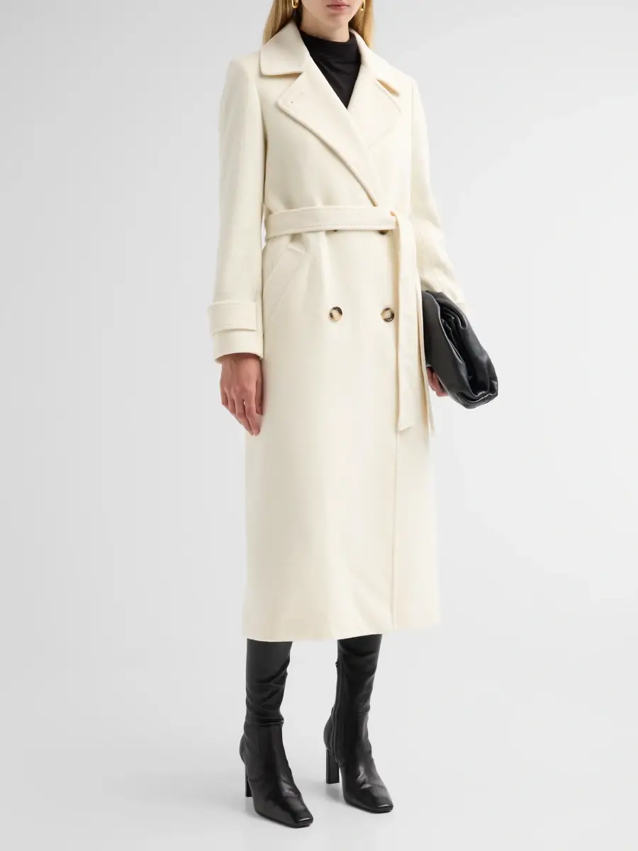 Cinzia Rocca Women's Virgin Wool Double-Breasted Longline Coat | Thumbnail 4 Cinzia Rocca Women's Virgin Wool Double-Breasted Longline Coat | Thumbnail 4