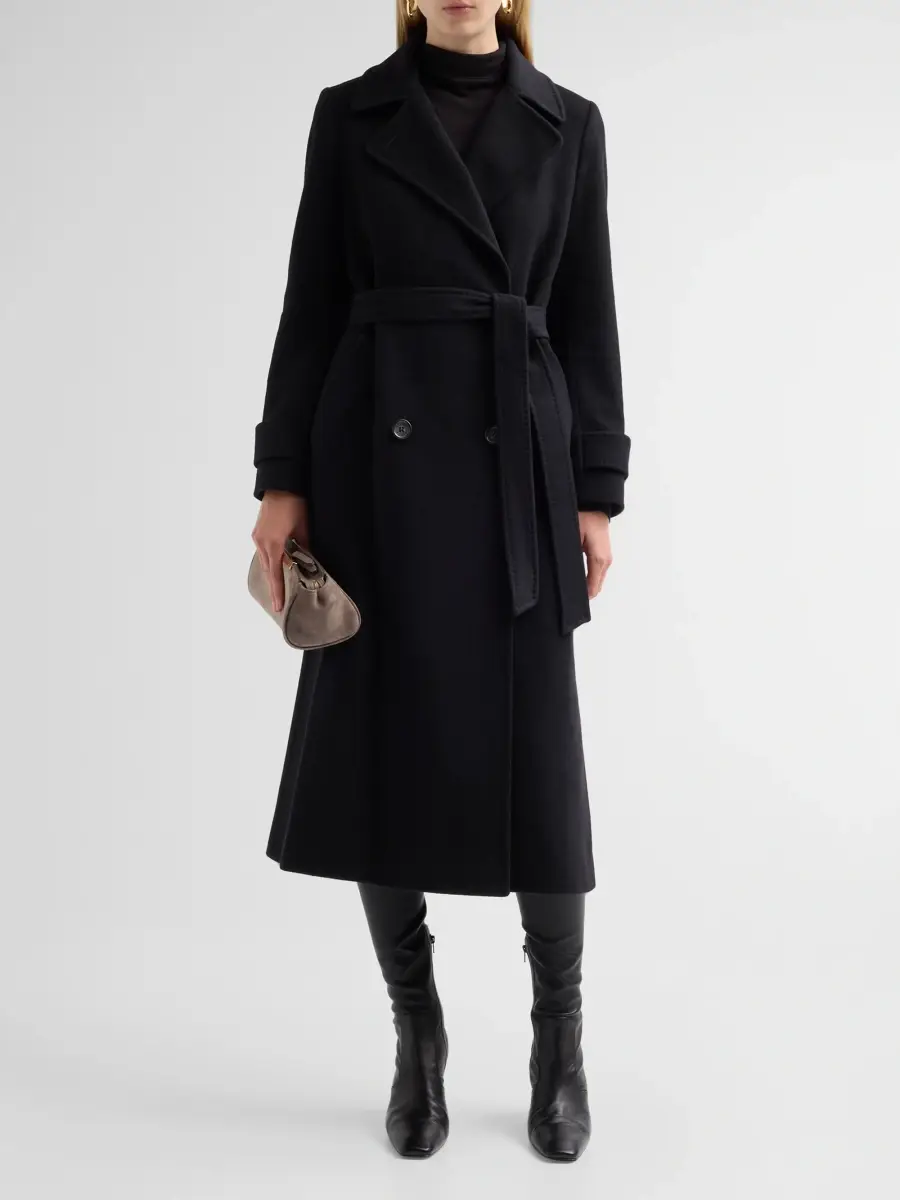 Cinzia Rocca Women's Virgin Wool Double-Breasted Longline Coat | Thumbnail 2 Cinzia Rocca Women's Virgin Wool Double-Breasted Longline Coat | Thumbnail 2