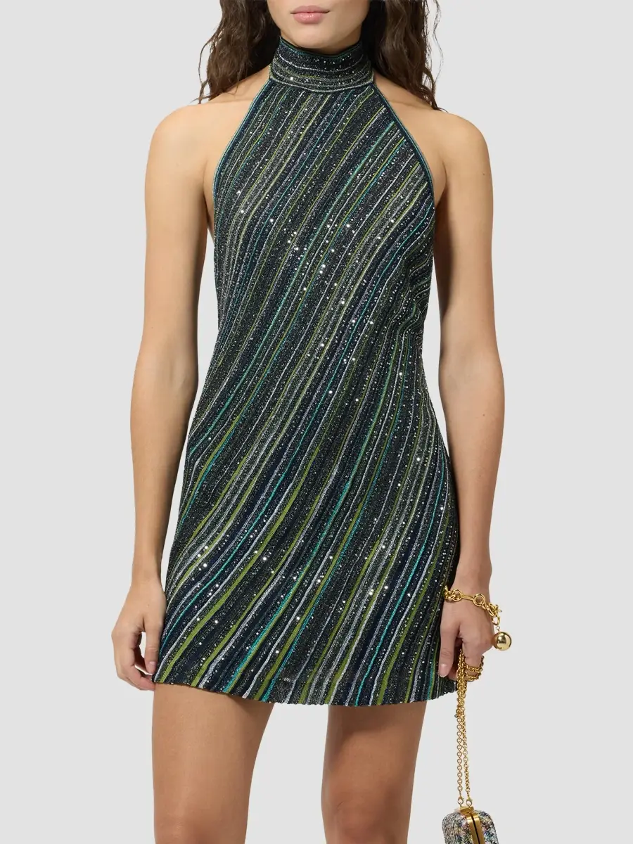Missoni Women's Sequined Stripe Halter Mini Dress | Thumbnail 4