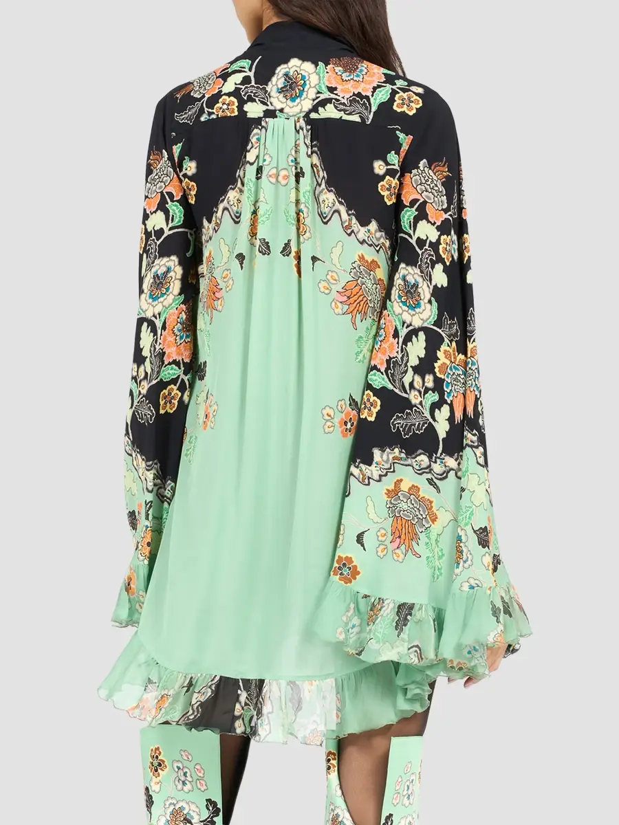 Roberto Cavalli Women's Ruffle-Trimmed Printed Mini Dress | Thumbnail 3 Roberto Cavalli Women's Ruffle-Trimmed Printed Mini Dress | Thumbnail 3