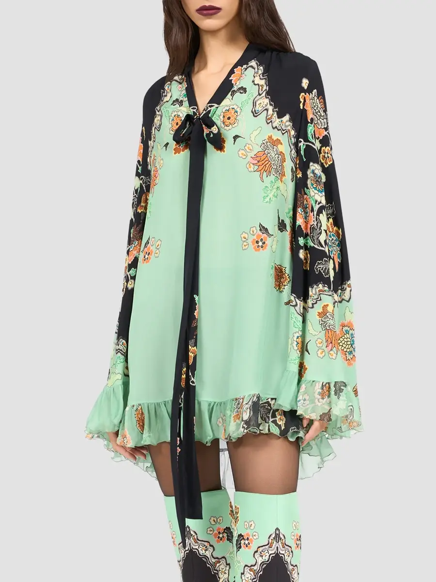 Roberto Cavalli Women's Ruffle-Trimmed Printed Mini Dress | Thumbnail 7 Roberto Cavalli Women's Ruffle-Trimmed Printed Mini Dress | Thumbnail 7