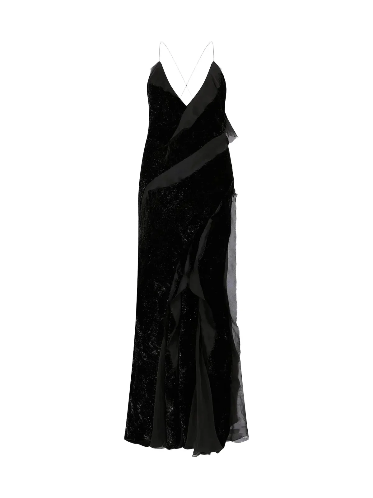 Women's Ruffle Open Crisscross Back Gown Women's Ruffle Open Crisscross Back Gown