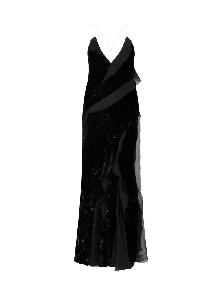 Roberto Cavalli Women's Ruffle Open Crisscross Back Gown