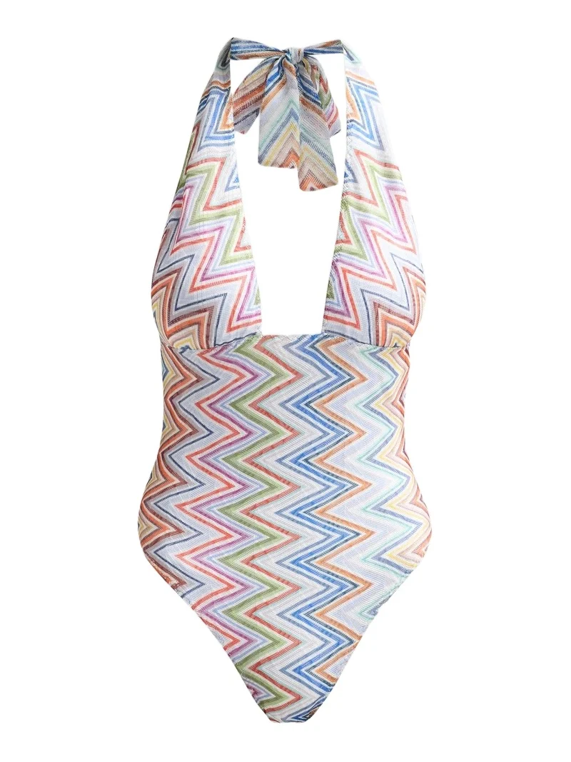 Women's Chevron Halterneck One-Piece Swimsuit Women's Chevron Halterneck One-Piece Swimsuit