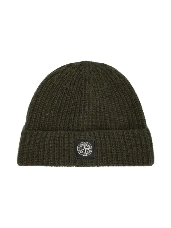 Stone Island Men's Rib-Knit Wool Beanie