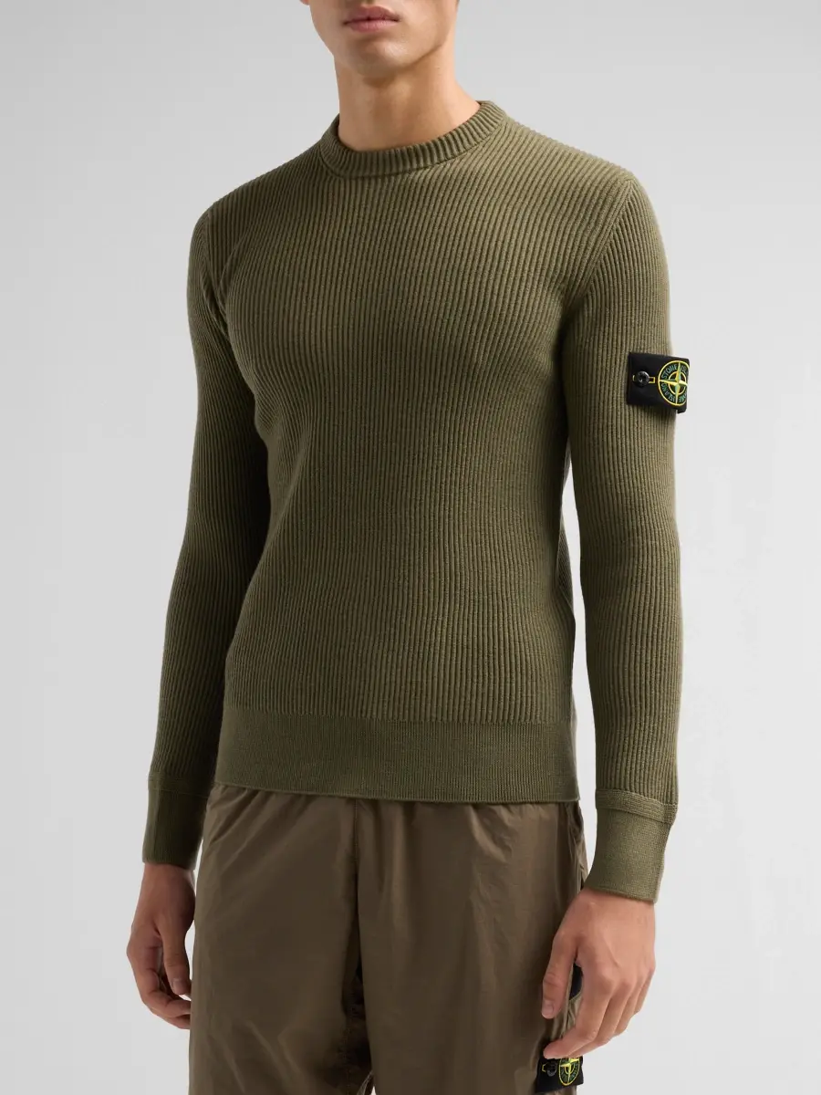 Stone Island Men's Rib-Knit Wool Crewneck Top | Thumbnail 4 Stone Island Men's Rib-Knit Wool Crewneck Top | Thumbnail 4