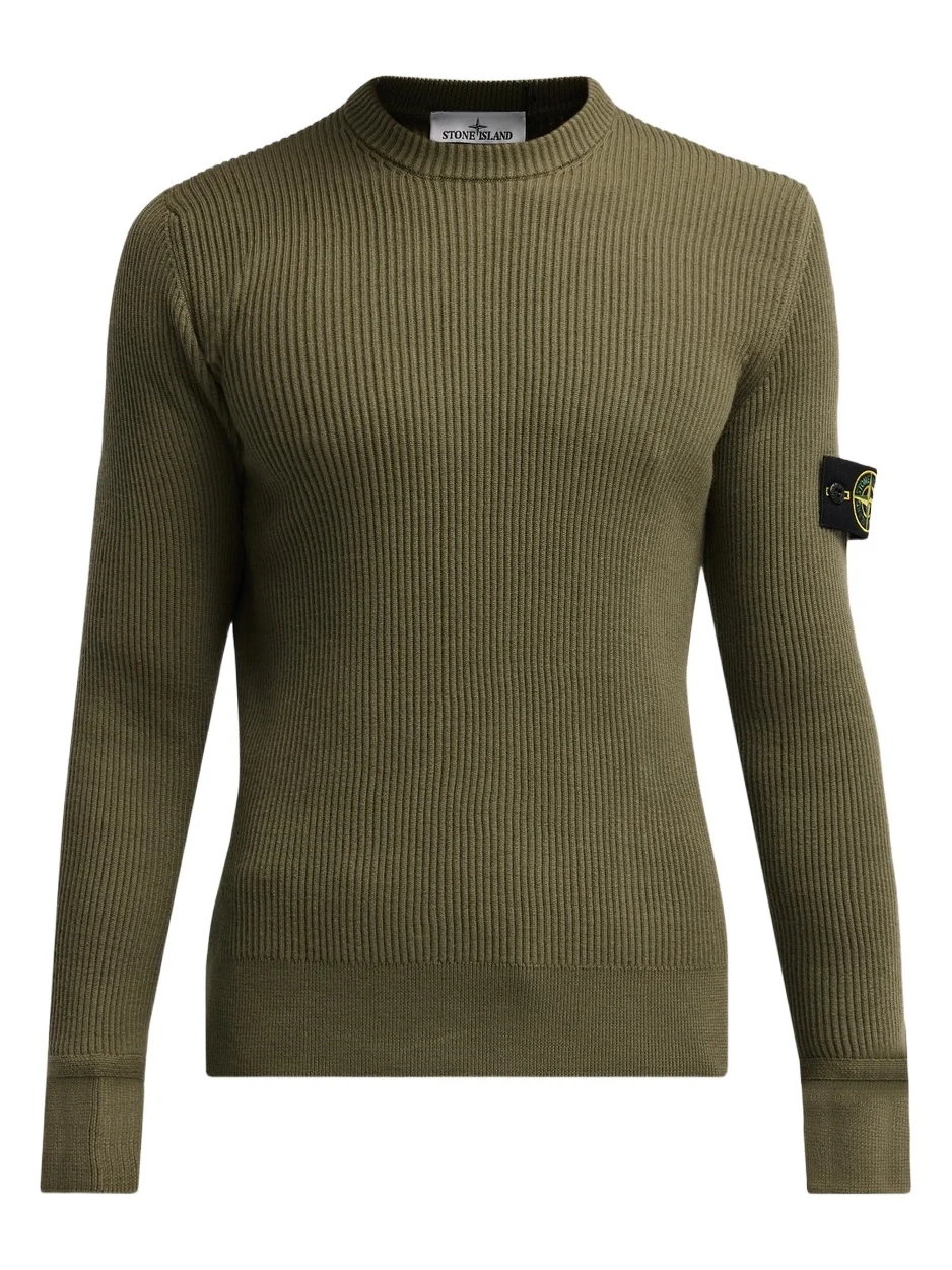 Men's Rib-Knit Wool Crewneck Top