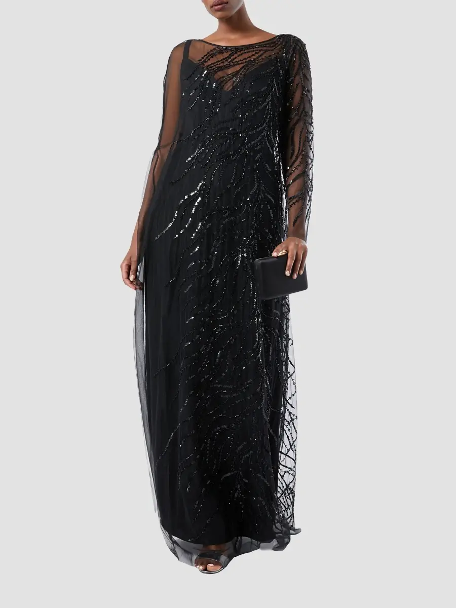 Marina Rinaldi Women's Tulle Dress with Embroidery | Thumbnail 3 Marina Rinaldi Women's Tulle Dress with Embroidery | Thumbnail 3