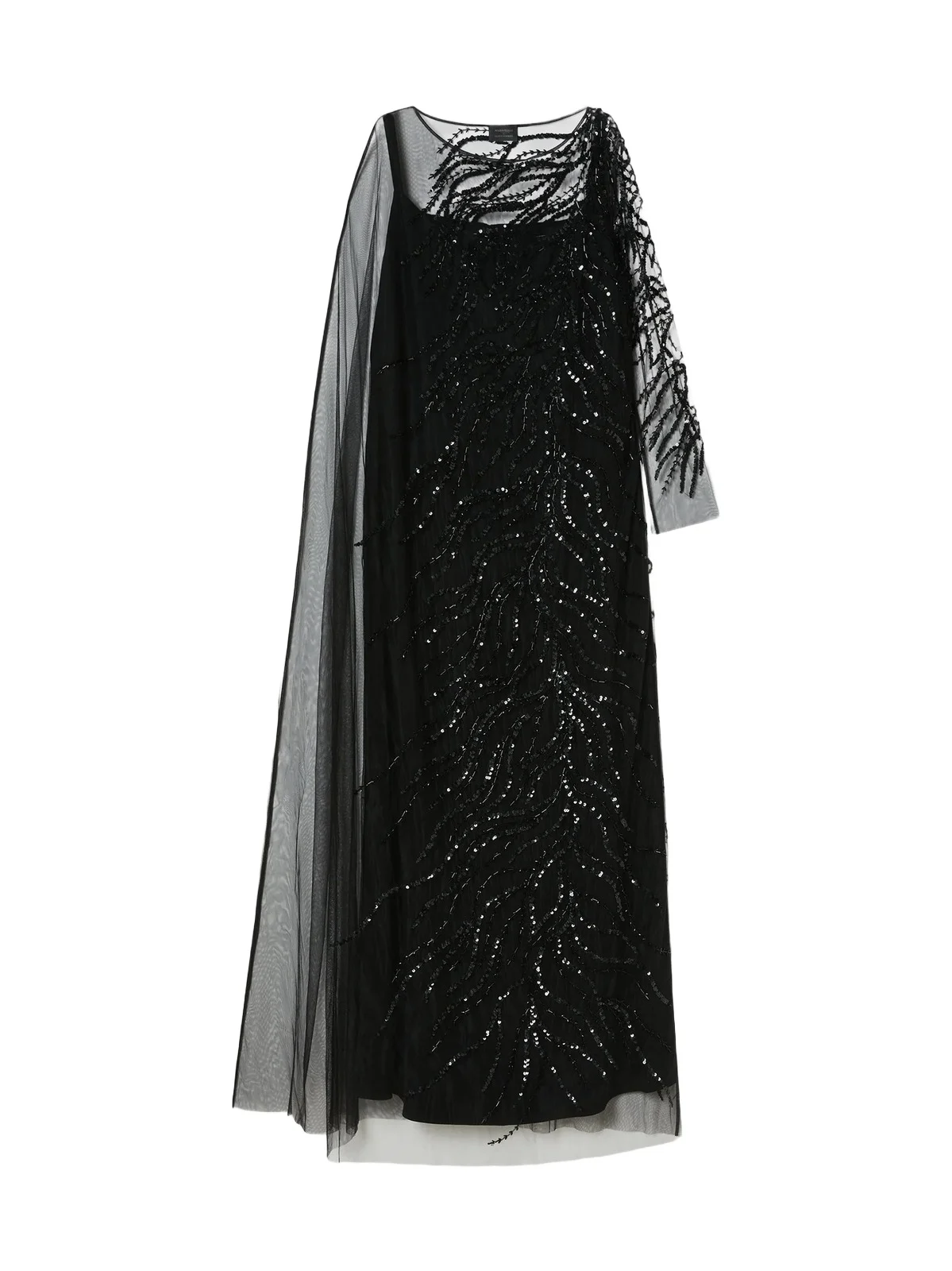 Women's Tulle Dress with Embroidery - Black Women's Tulle Dress with Embroidery - Black