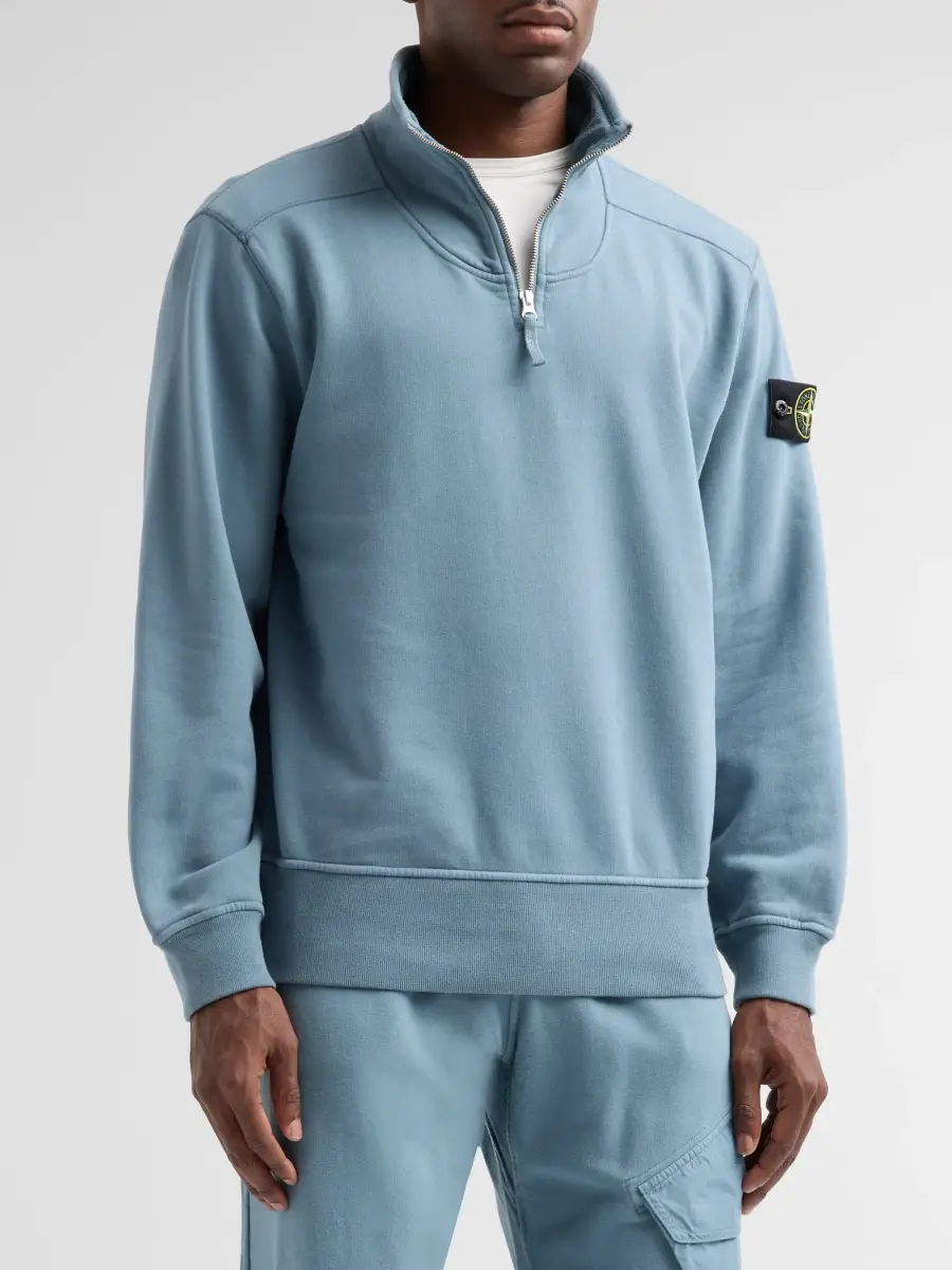 Stone Island Men's Felpa Cotton Quarter-Zip Sweatshirt | Thumbnail 4 Stone Island Men's Felpa Cotton Quarter-Zip Sweatshirt | Thumbnail 4