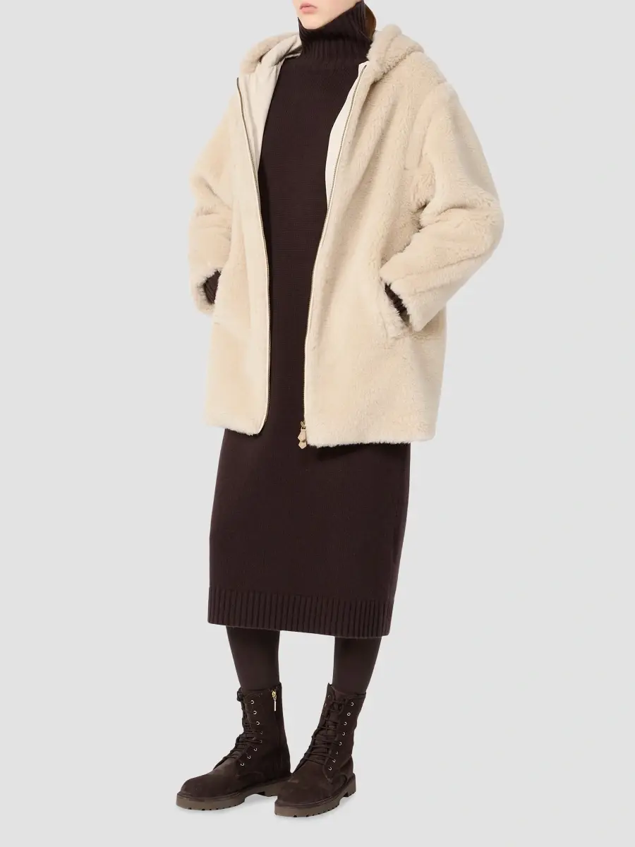 Max Mara Women's Alpaca and Wool Teddy Fabric Hooded Coat | Thumbnail 2 Max Mara Women's Alpaca and Wool Teddy Fabric Hooded Coat | Thumbnail 2