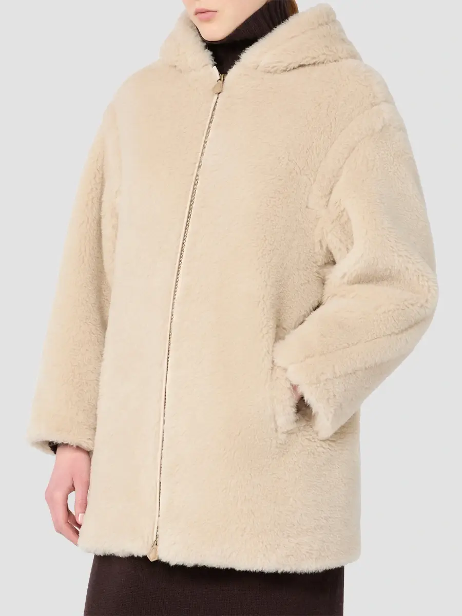 Max Mara Women's Alpaca and Wool Teddy Fabric Hooded Coat | Thumbnail 3 Max Mara Women's Alpaca and Wool Teddy Fabric Hooded Coat | Thumbnail 3