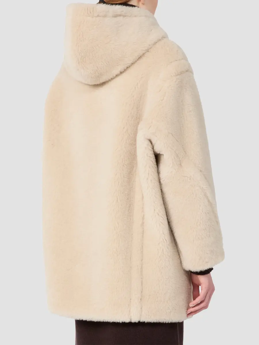 Max Mara Women's Alpaca and Wool Teddy Fabric Hooded Coat | Thumbnail 4 Max Mara Women's Alpaca and Wool Teddy Fabric Hooded Coat | Thumbnail 4