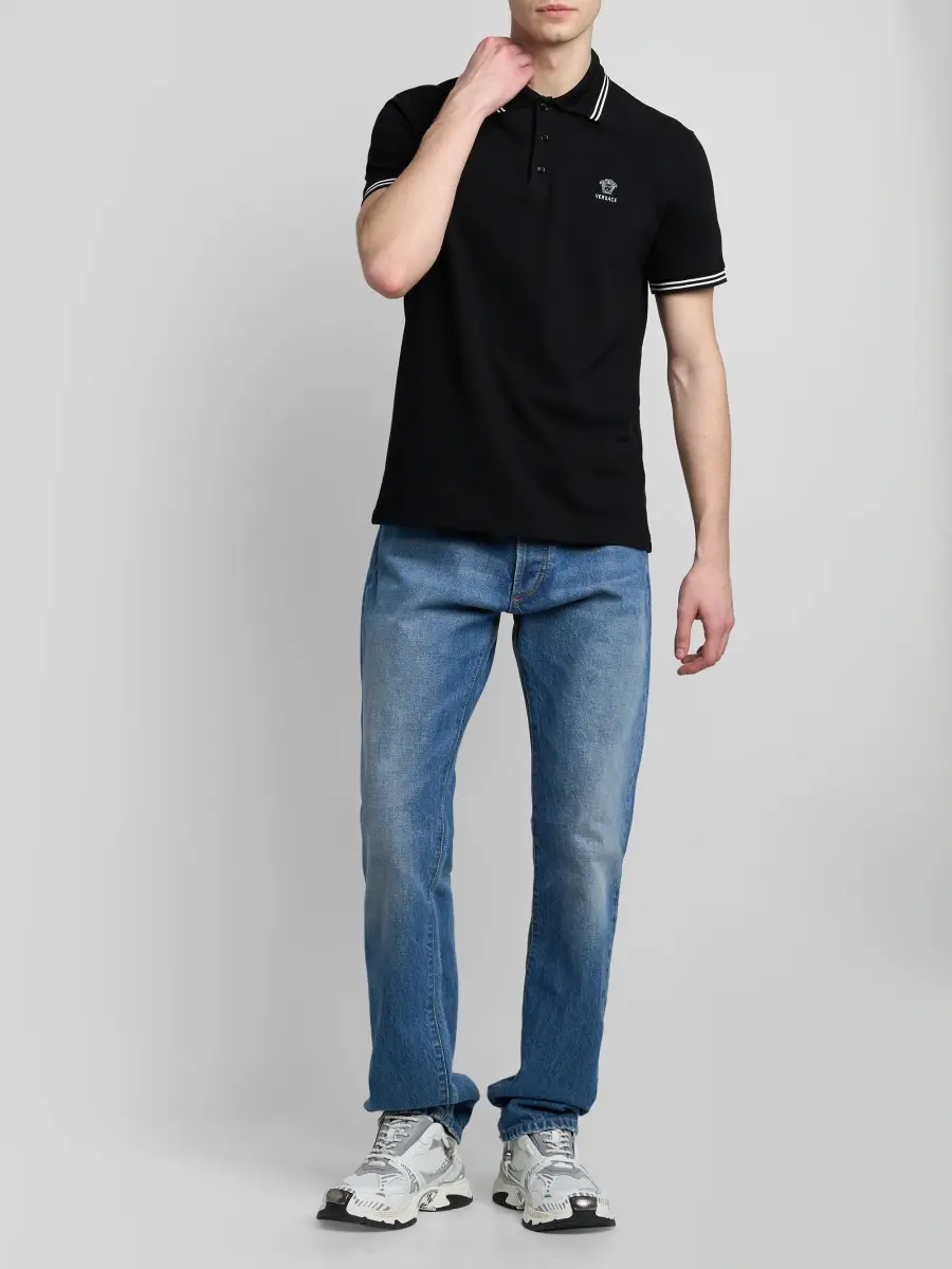 Versace Men's Medusa-Embroidered Cotton Polo Shirt | Thumbnail 2 Versace Men's Medusa-Embroidered Cotton Polo Shirt | Thumbnail 2