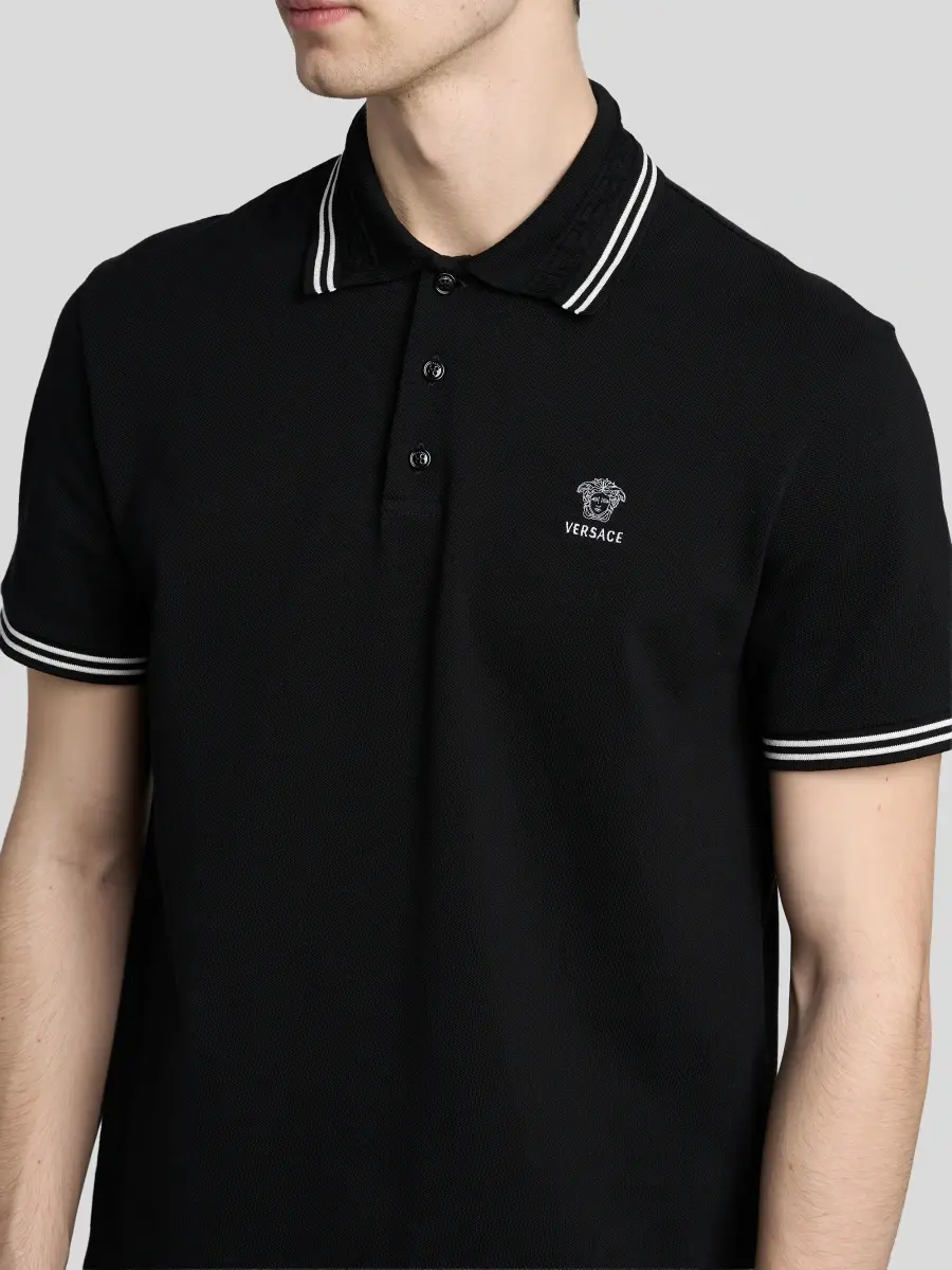 Versace Men's Medusa-Embroidered Cotton Polo Shirt | Thumbnail 5 Versace Men's Medusa-Embroidered Cotton Polo Shirt | Thumbnail 5