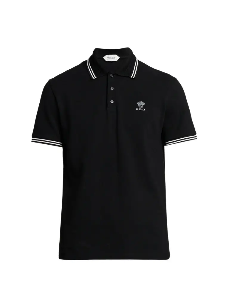 Versace Men's Medusa-Embroidered Cotton Polo Shirt
