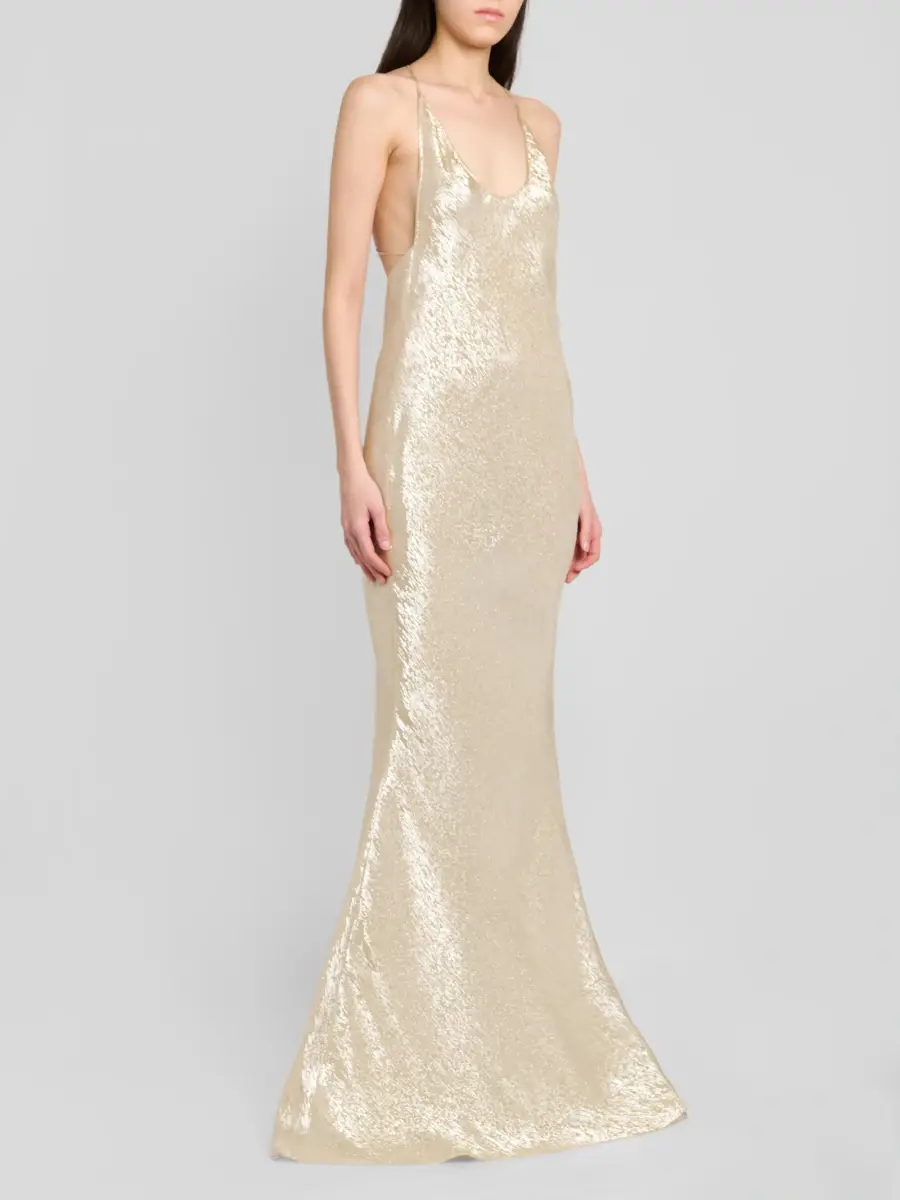 Tom Ford Women's Metallic Silk-Blend Open-Back Maxi Dress | Thumbnail 4 Tom Ford Women's Metallic Silk-Blend Open-Back Maxi Dress | Thumbnail 4