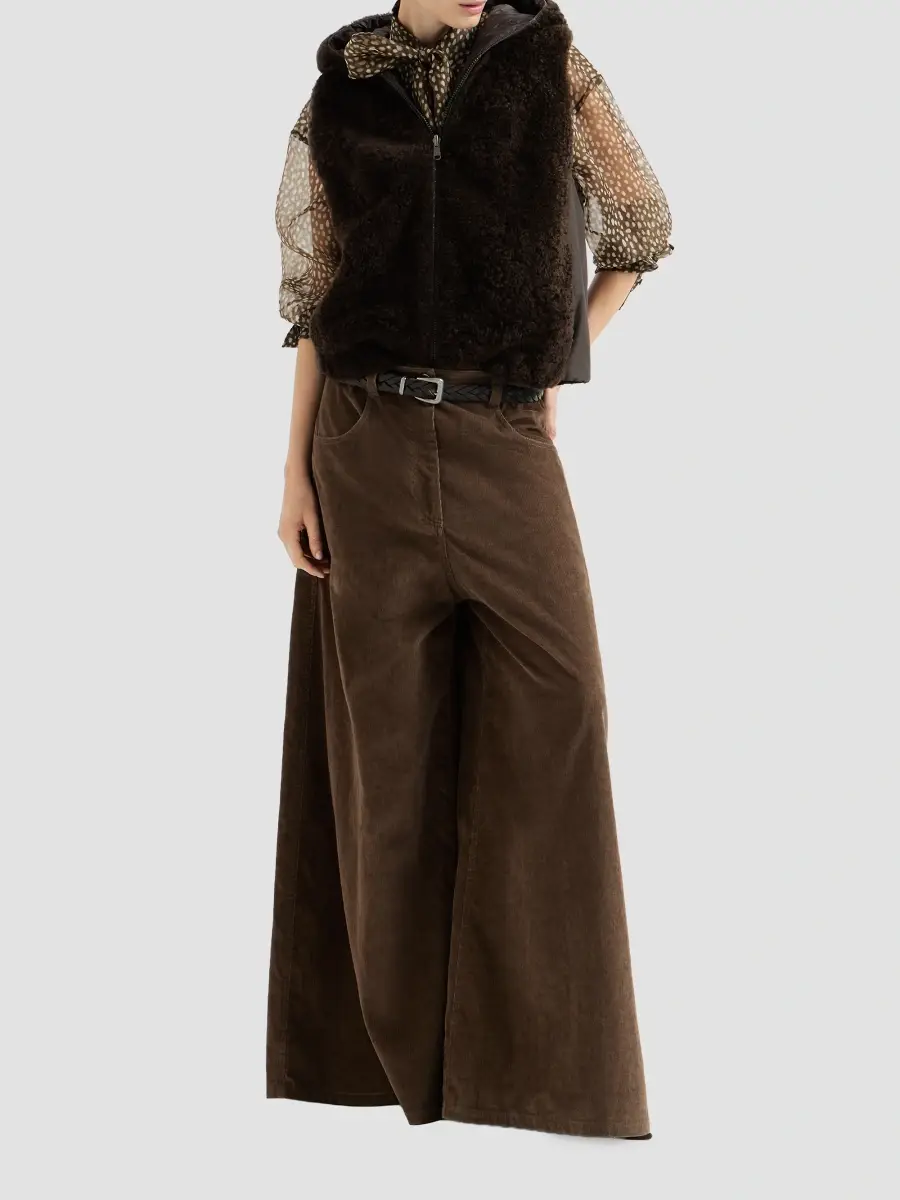 Brunello Cucinelli Women's Cashmere Shearling Reversible Hooded Vest | Thumbnail 6