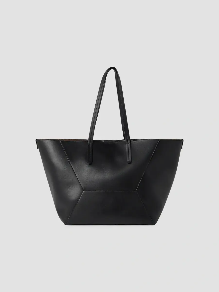 Brunello Cucinelli Women's Duo Large Tote Bag in Calfskin with Monili - Black | Thumbnail 3