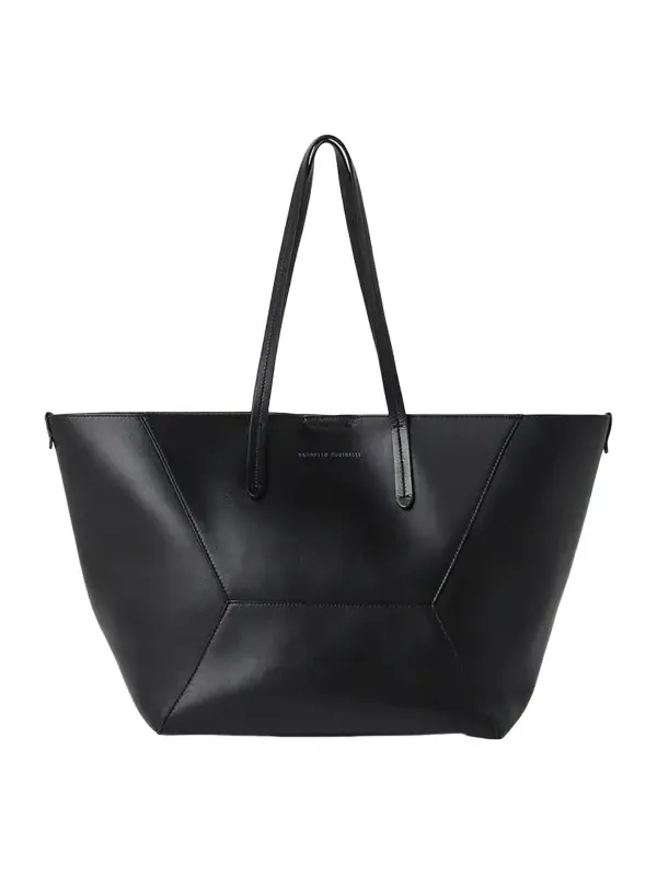 Women's Duo Large Tote Bag in Calfskin with Monili - Black Women's Duo Large Tote Bag in Calfskin with Monili - Black