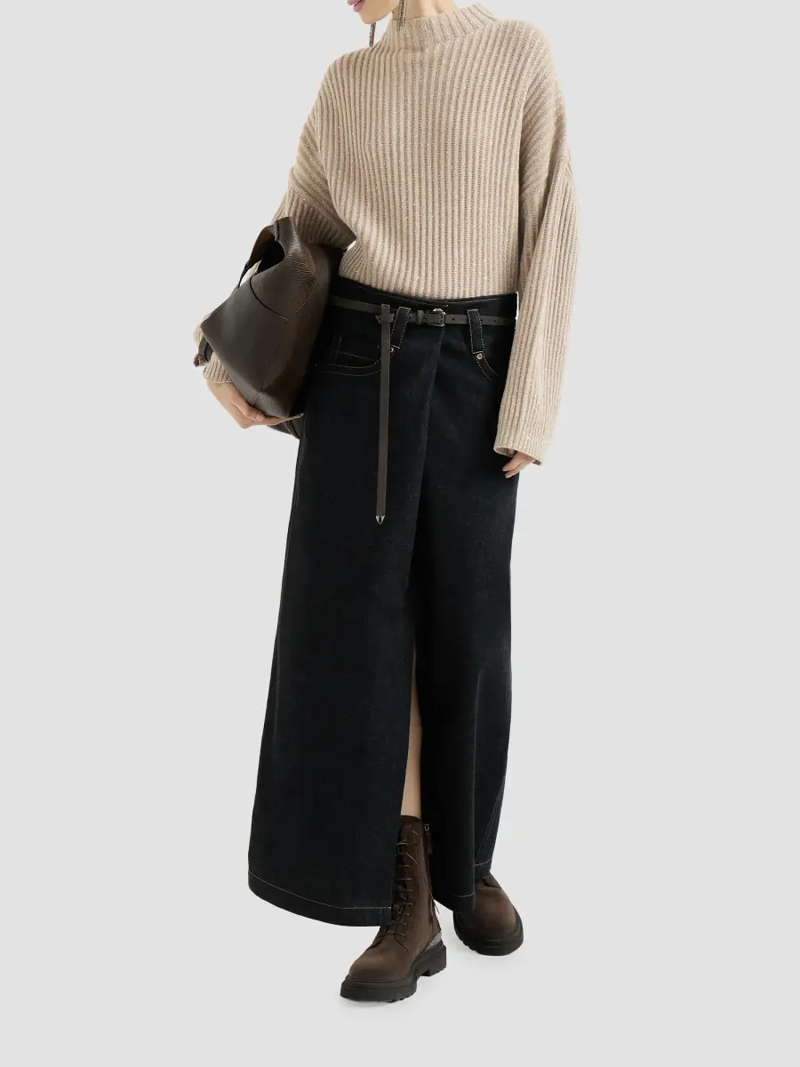 Brunello Cucinelli Women's Sparkling & Dazzling Cashmere and Wool Ribbed Sweater | Thumbnail 6