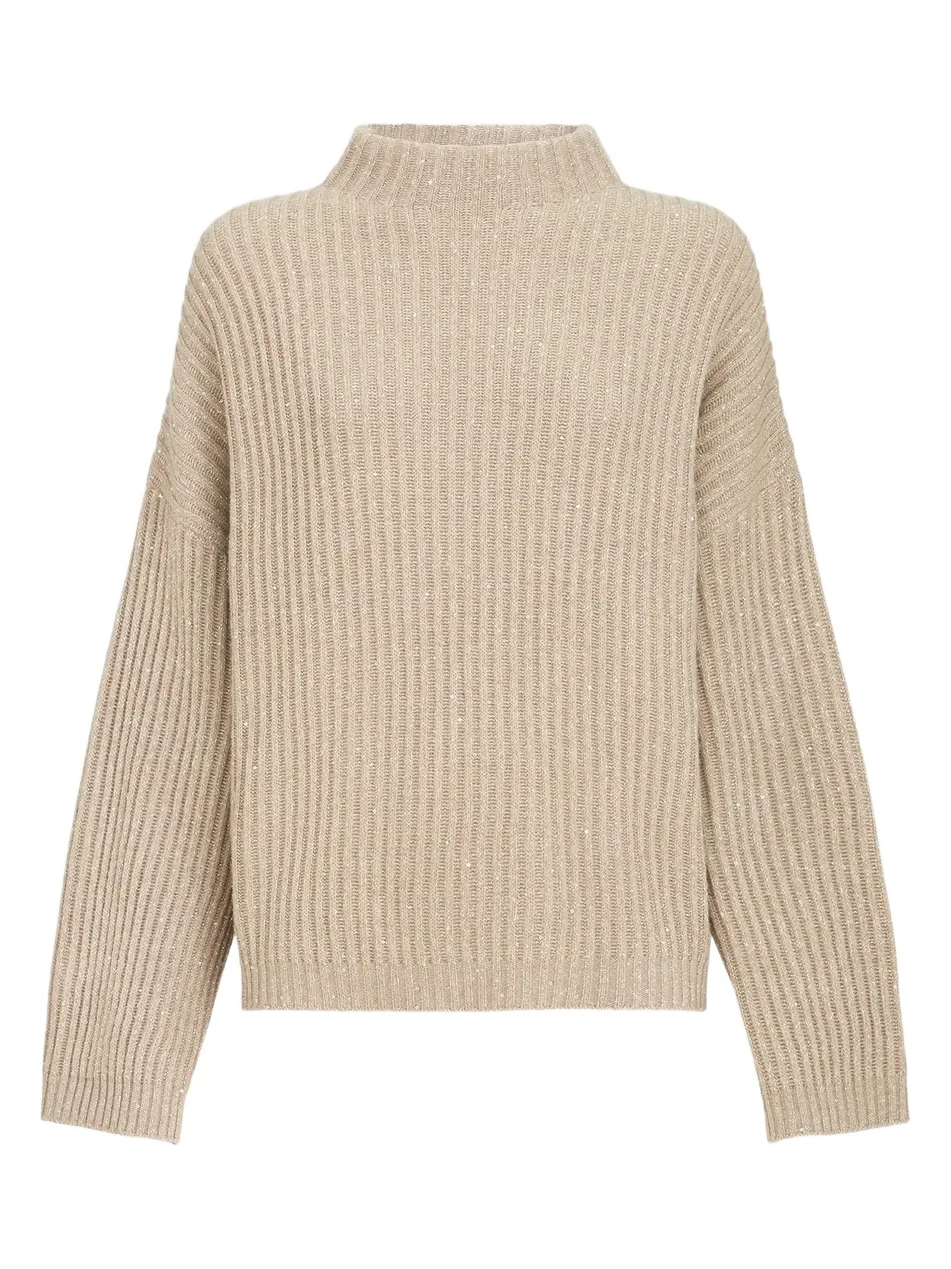 Women's Sparkling & Dazzling Cashmere and Wool Ribbed Sweater