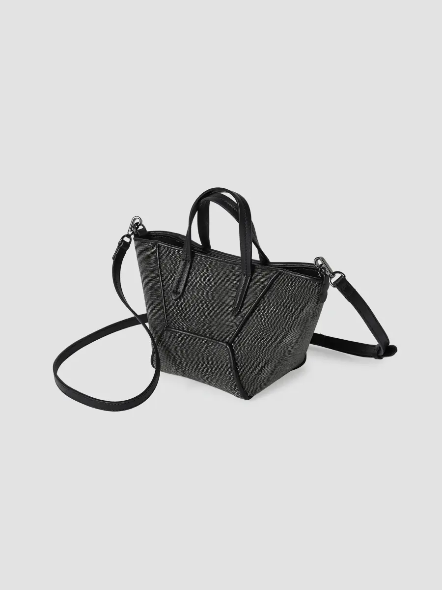 Brunello Cucinelli Women's Precious Duo Mini Top Handle Bag in Grained Leather - Black | Thumbnail 4 Brunello Cucinelli Women's Precious Duo Mini Top Handle Bag in Grained Leather - Black | Thumbnail 4