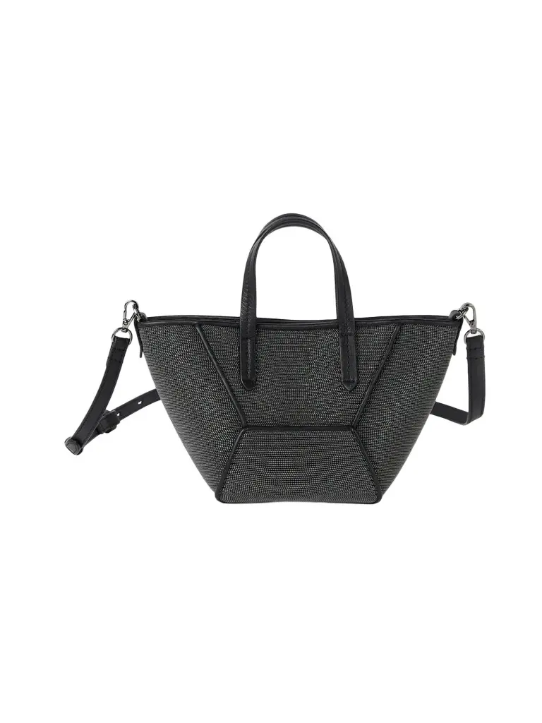 Women's Precious Duo Mini Top Handle Bag in Grained Leather - Black Women's Precious Duo Mini Top Handle Bag in Grained Leather - Black