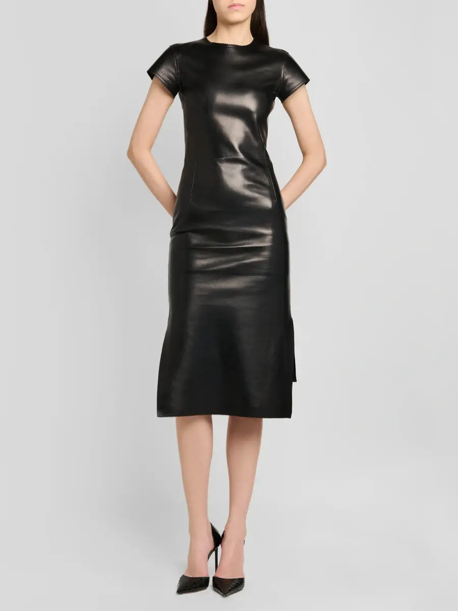 Tom Ford Women's Guanteria Leather Midi Dress | Thumbnail 2 Tom Ford Women's Guanteria Leather Midi Dress | Thumbnail 2