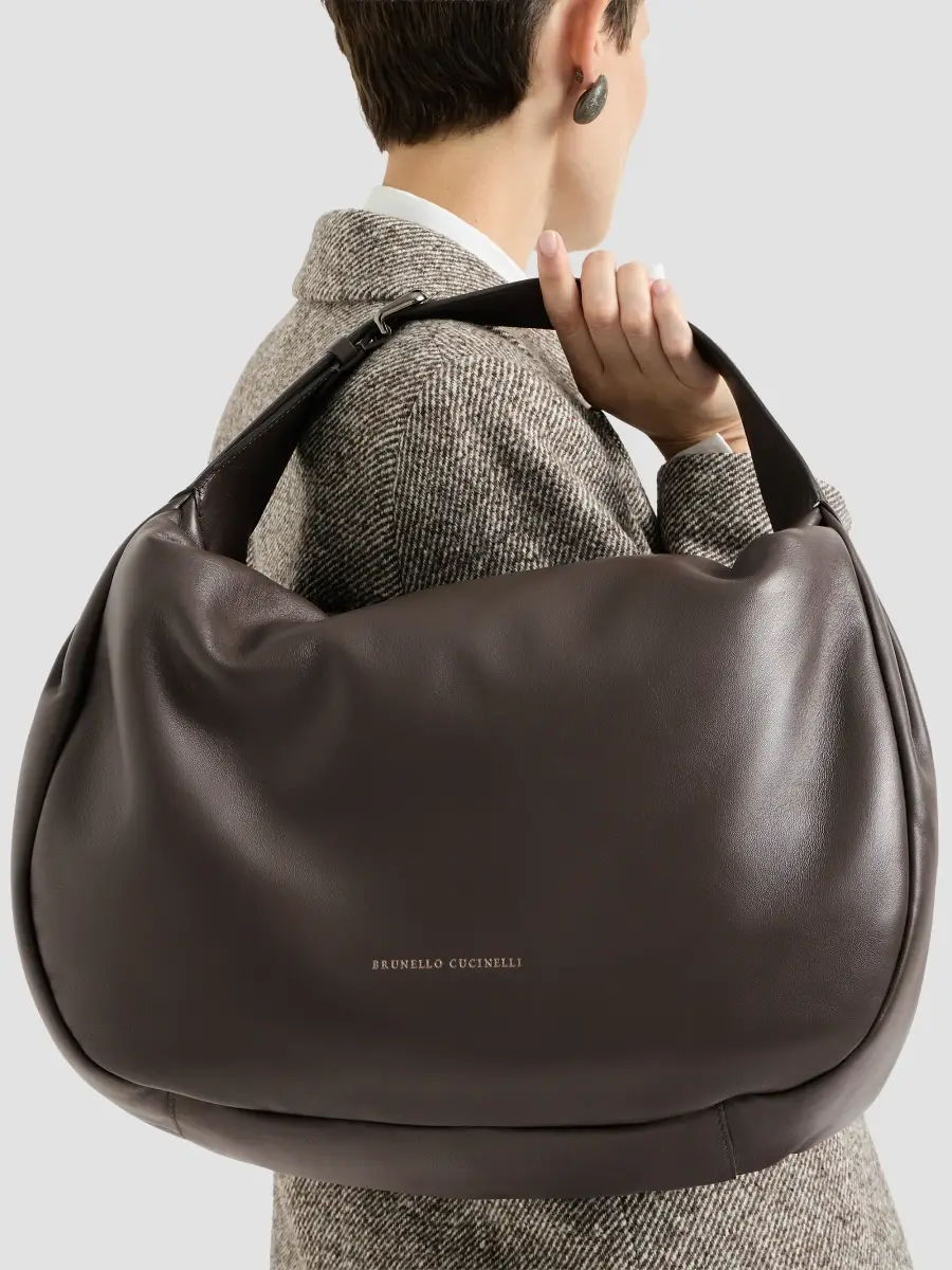 Brunello Cucinelli Women's Boule Hobo Bag in Nappa Leather - Rust Brown | Thumbnail 3 Brunello Cucinelli Women's Boule Hobo Bag in Nappa Leather - Rust Brown | Thumbnail 3
