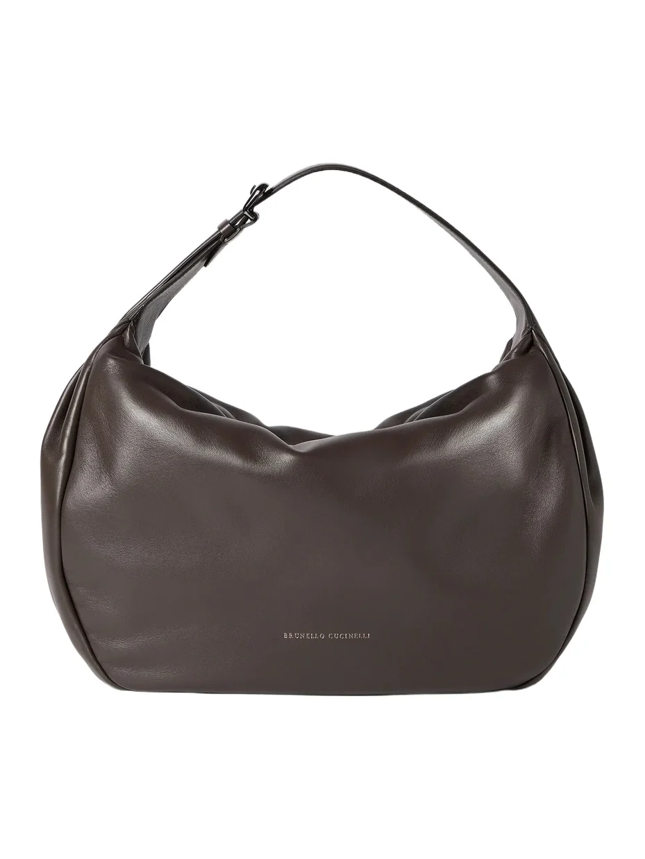 Women's Boule Hobo Bag in Nappa Leather - Rust Brown Women's Boule Hobo Bag in Nappa Leather - Rust Brown