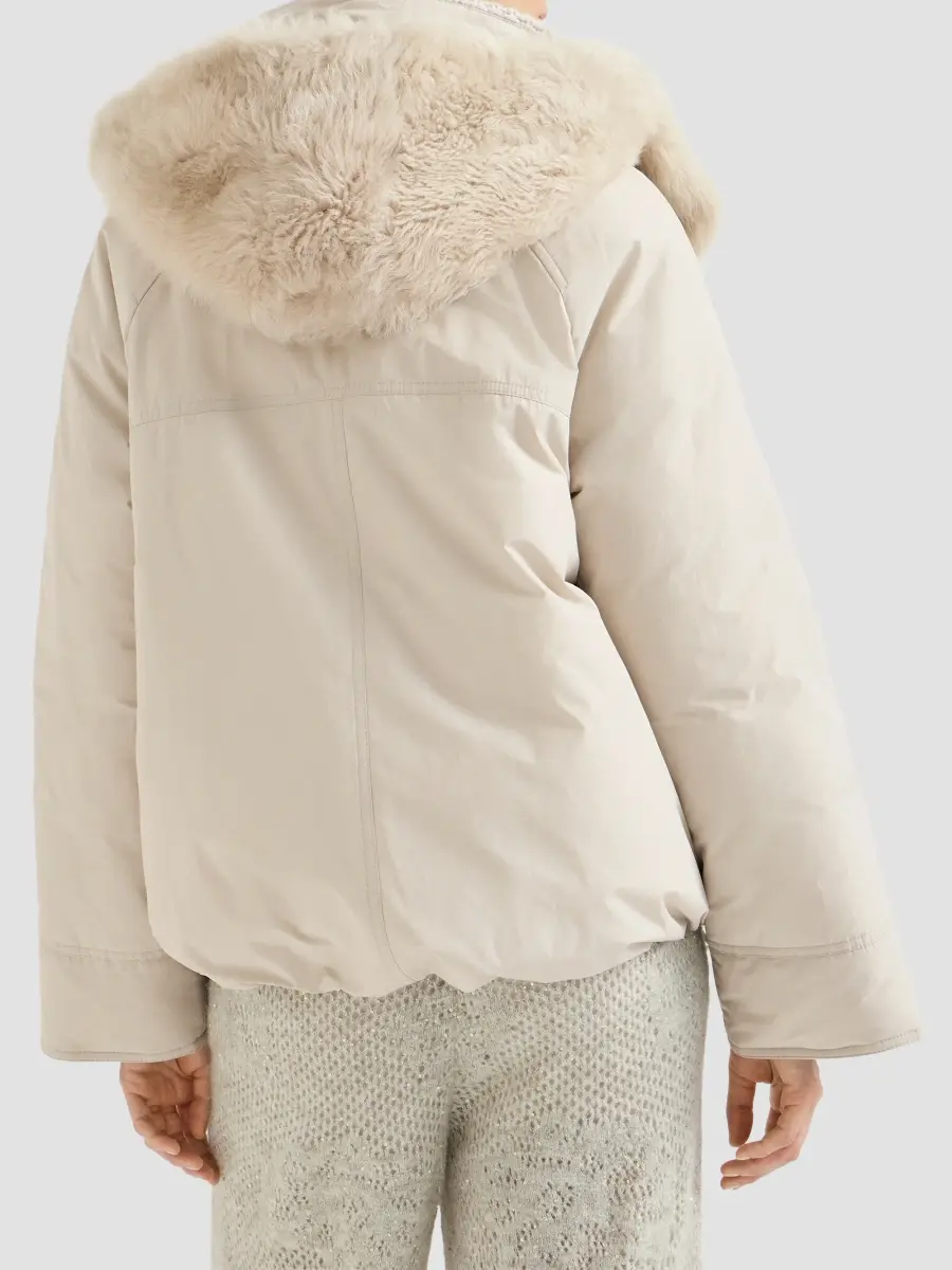 Brunello Cucinelli Women's Techno Cotton Water-Resistant Taffeta Down Parka Coat | Thumbnail 3 Brunello Cucinelli Women's Techno Cotton Water-Resistant Taffeta Down Parka Coat | Thumbnail 3