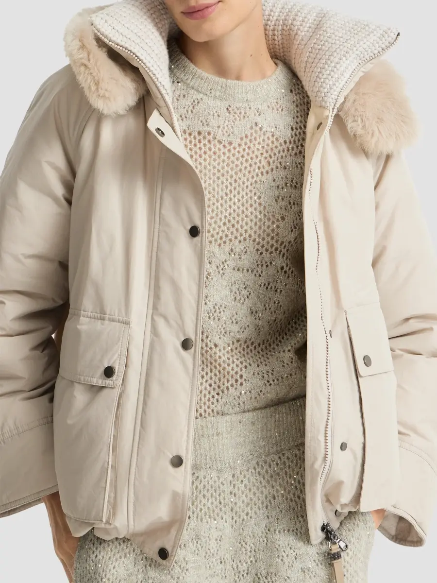 Brunello Cucinelli Women's Techno Cotton Water-Resistant Taffeta Down Parka Coat | Thumbnail 4 Brunello Cucinelli Women's Techno Cotton Water-Resistant Taffeta Down Parka Coat | Thumbnail 4