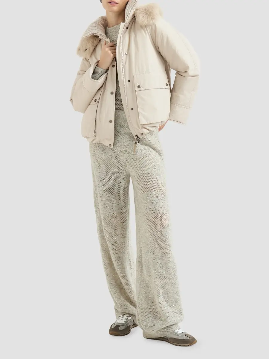 Brunello Cucinelli Women's Techno Cotton Water-Resistant Taffeta Down Parka Coat | Thumbnail 6 Brunello Cucinelli Women's Techno Cotton Water-Resistant Taffeta Down Parka Coat | Thumbnail 6