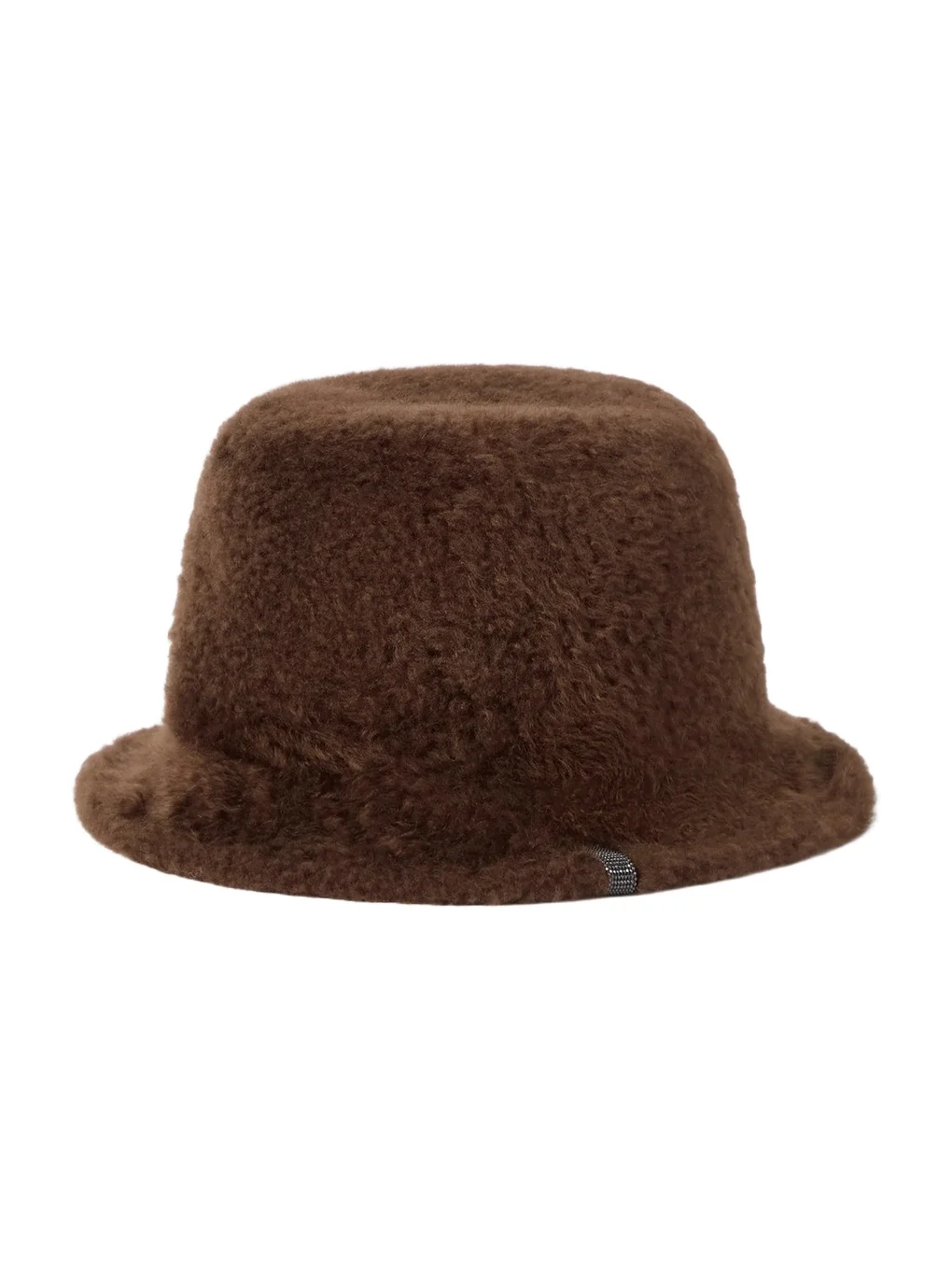 Women's Soft Fuzzy Shearling Bucket Hat with Shiny Band - Brown Gianduia Women's Soft Fuzzy Shearling Bucket Hat with Shiny Band - Brown Gianduia