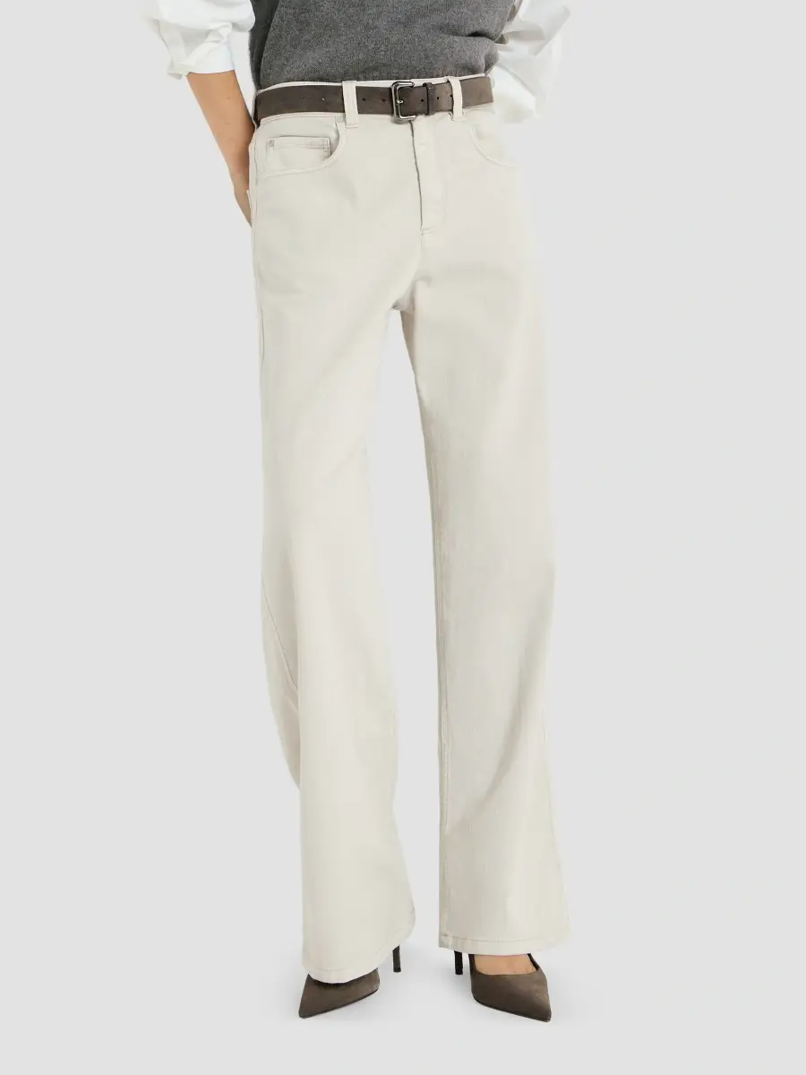 Brunello Cucinelli Women's Stretch Dyed Denim Loose Barrel Jeans with Monili - Panama | Thumbnail 4 Brunello Cucinelli Women's Stretch Dyed Denim Loose Barrel Jeans with Monili - Panama | Thumbnail 4