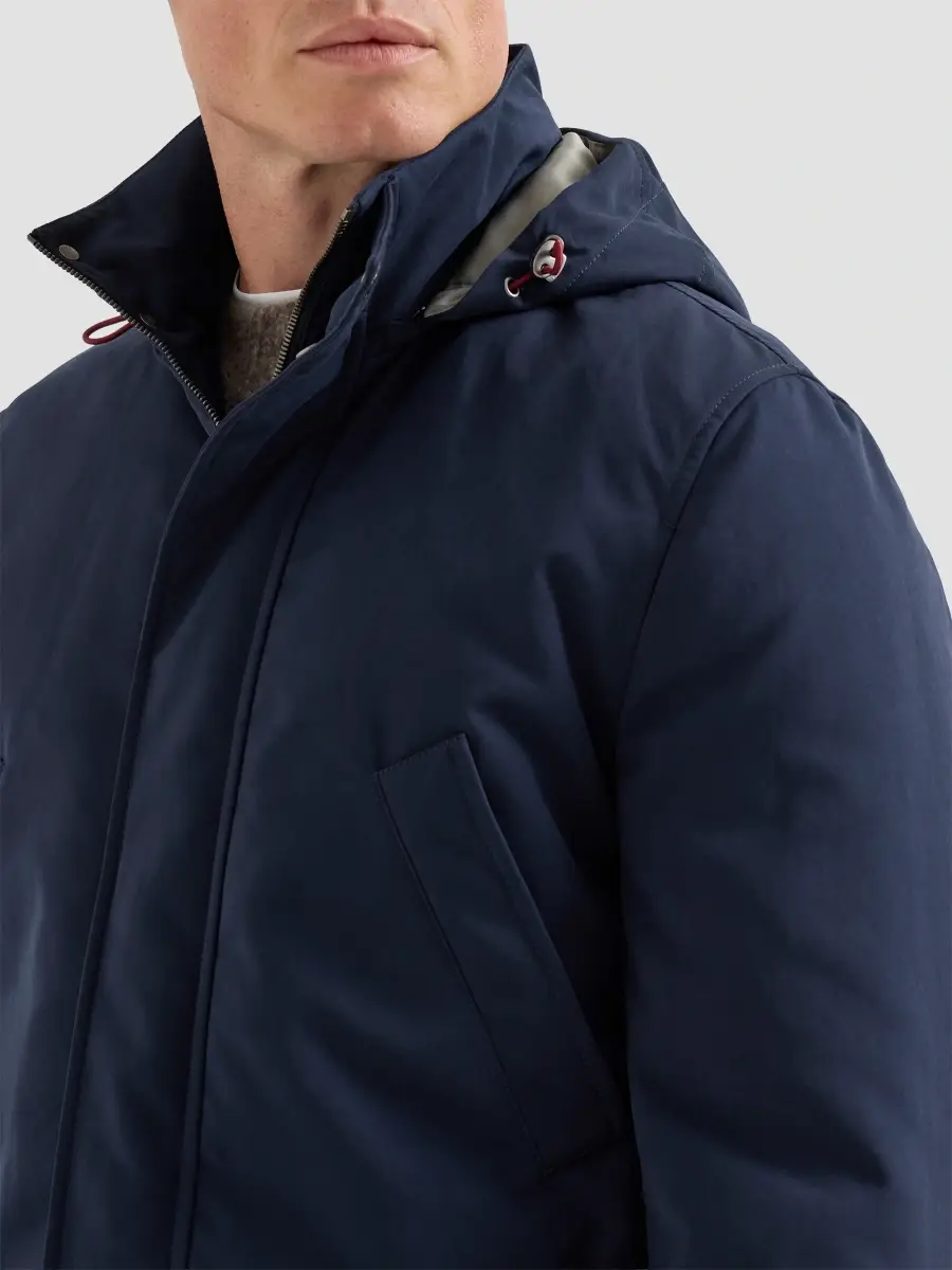 Brunello Cucinelli Men's Water-Resistant Microfiber Parka with Thermore Padding - Navy Blue | Thumbnail 5 Brunello Cucinelli Men's Water-Resistant Microfiber Parka with Thermore Padding - Navy Blue | Thumbnail 5