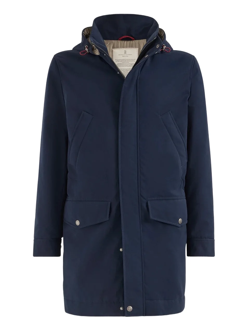 Brunello Cucinelli Men's Water-Resistant Microfiber Parka with Thermore Padding - Navy Blue