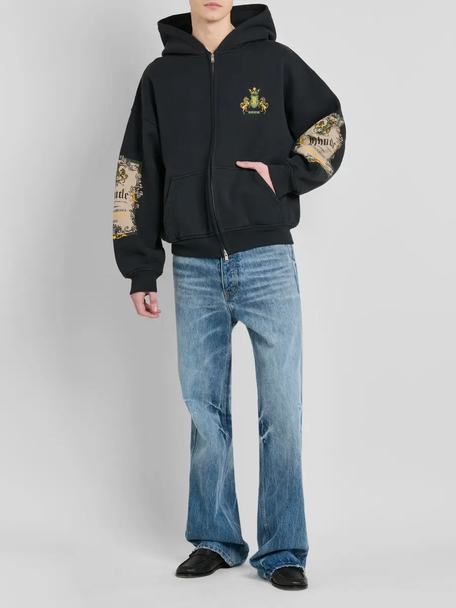 Rhude Men's Bordeaux Reserve Logo Cotton Hoodie | Thumbnail 2 Rhude Men's Bordeaux Reserve Logo Cotton Hoodie | Thumbnail 2