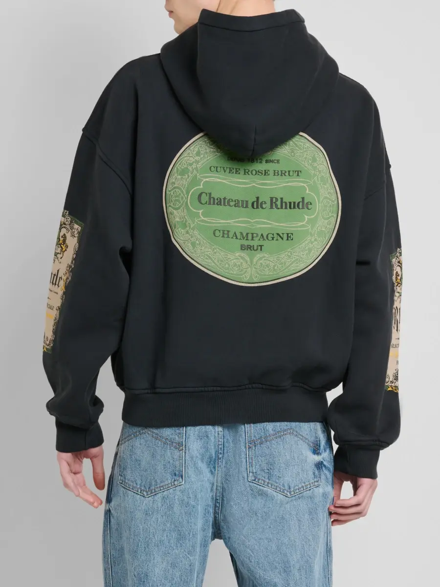 Rhude Men's Bordeaux Reserve Logo Cotton Hoodie | Thumbnail 3 Rhude Men's Bordeaux Reserve Logo Cotton Hoodie | Thumbnail 3