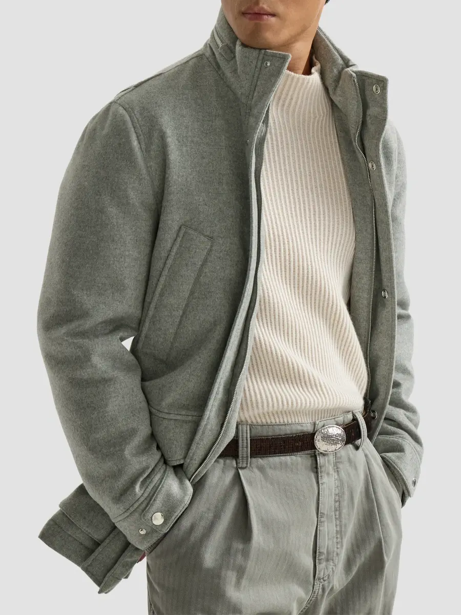 Brunello Cucinelli Men's Bonded Cashmere Beaver Cloth Parka Jacket | Thumbnail 4 Brunello Cucinelli Men's Bonded Cashmere Beaver Cloth Parka Jacket | Thumbnail 4