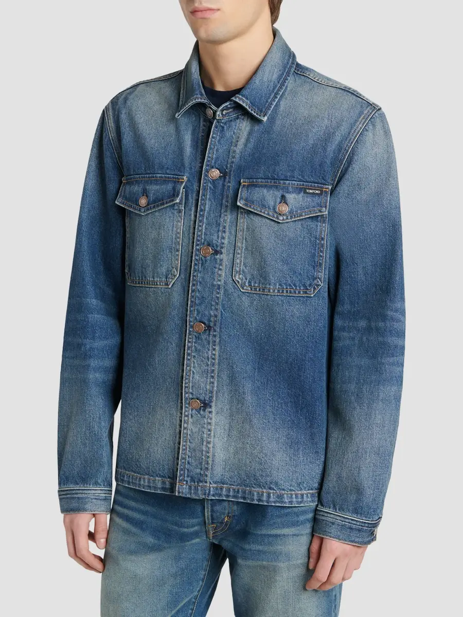 Tom Ford Men's Cotton Denim Shirt Jacket | Thumbnail 4 Tom Ford Men's Cotton Denim Shirt Jacket | Thumbnail 4