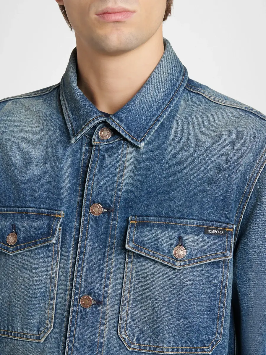 Tom Ford Men's Cotton Denim Shirt Jacket | Thumbnail 5 Tom Ford Men's Cotton Denim Shirt Jacket | Thumbnail 5