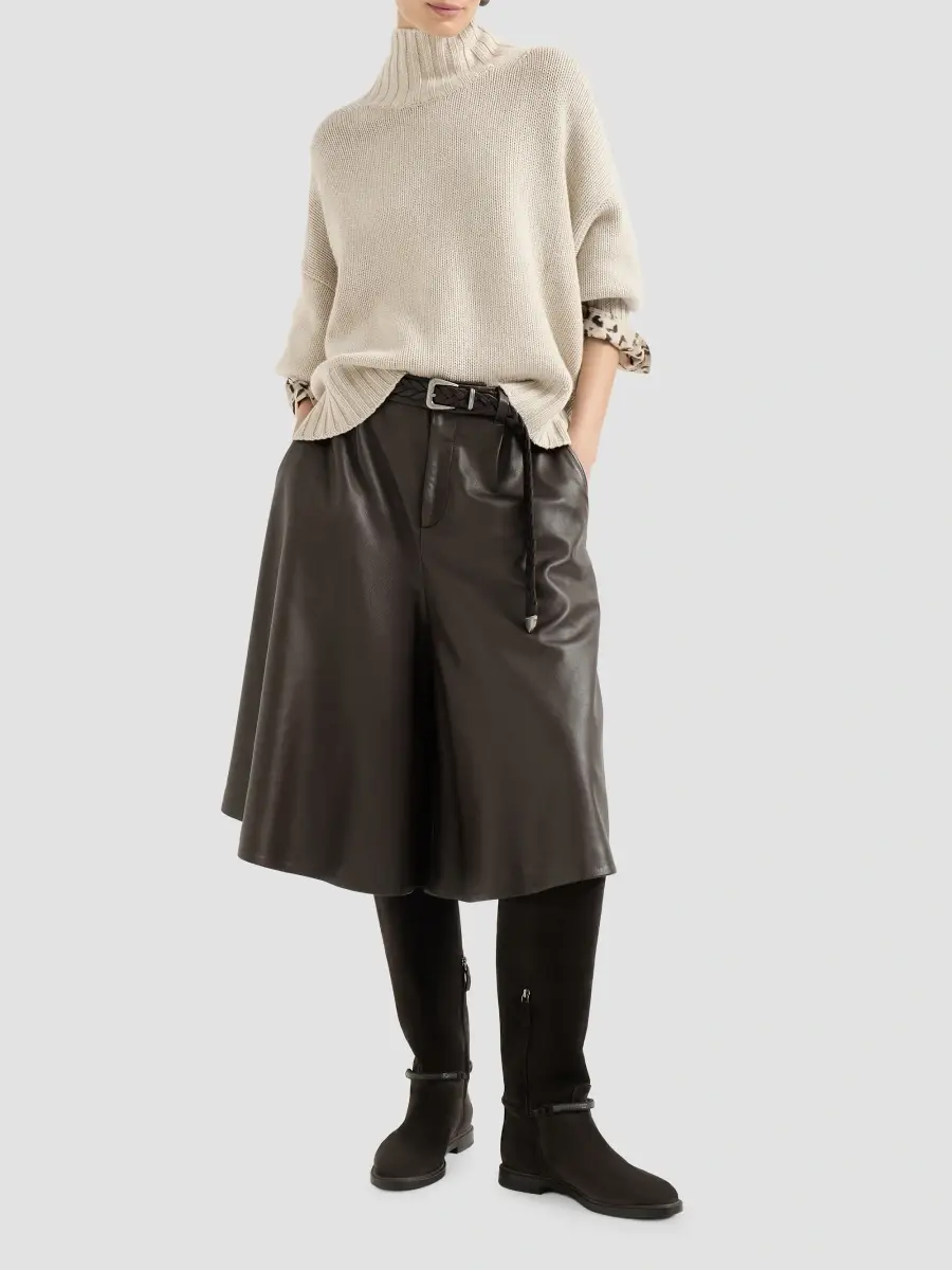 Brunello Cucinelli Women's Cashmere Turtleneck Sweater with Shiny Zipper - Buff | Thumbnail 6 Brunello Cucinelli Women's Cashmere Turtleneck Sweater with Shiny Zipper - Buff | Thumbnail 6